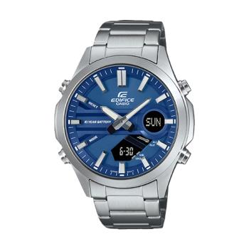 【CASIO 卡西歐】EDIFICE 新潮型男 寶藍 雙顯男錶 長效電力 電話簿 EFV-C120D (EFV-C120D-2A)