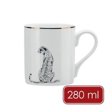《Mikasa》金邊瓷製馬克杯(獵豹280ml) | 水杯 茶杯 咖啡杯 陶瓷杯 動物圖案 手繪風格