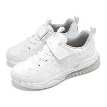 Fila 慢跑鞋 J401Z 大童 中童 白 魔鬼氈 小朋友 氣墊 緩衝 運動鞋 斐樂 3J401Z111