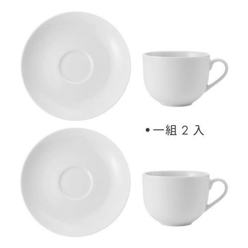 Mikasa》Chalk白瓷杯碟組2入(白220ml) | 咖啡杯下午茶杯英式午茶杯盤