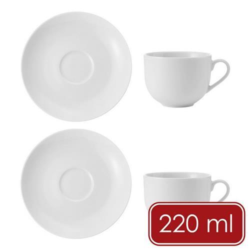 Mikasa》Chalk白瓷杯碟組2入(白220ml) | 咖啡杯下午茶杯英式午茶杯盤
