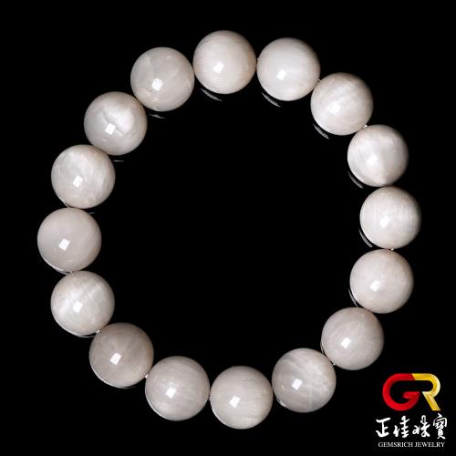 【正佳珠寶】白兔毛 頂級滿絲貓眼白兔毛 12.8-13.3mm 白兔毛手珠｜日本彈力繩