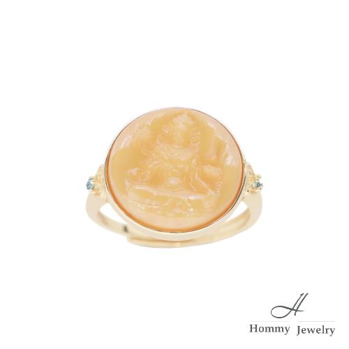 【幸福珠寶】Amber| 西藏｜蓮花生大士|蜜蠟琥珀戒指(活圍)