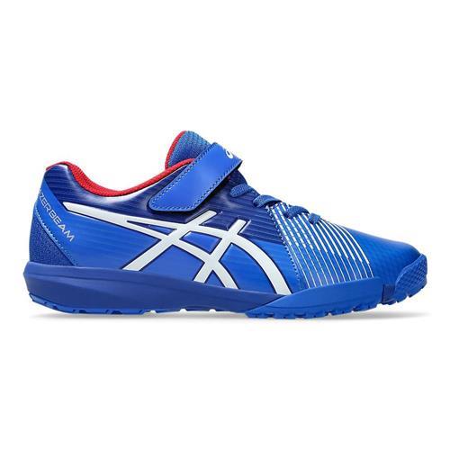Asics 亞瑟士 足球鞋 大童鞋 女鞋 魔鬼氈 LAZERBEAM FJ-MG 藍【運動世界】1154A200-400