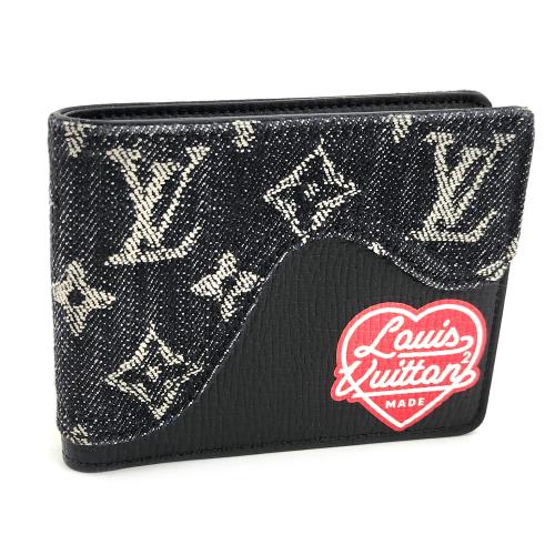 九五成新展示品！LVxNIGO聯名款-黑色Monogram牛仔搭皮革八卡短夾