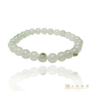 【文華珠寶】翡翠冰芙蓉飄綠玉珠手鍊 約6.7-7mm