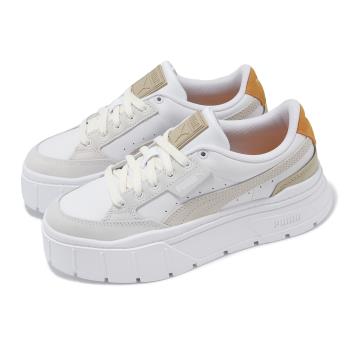 Puma 休閒鞋 Mayze Stack Luxe Wns 女鞋 米白 灰 皮革 厚底 38985312