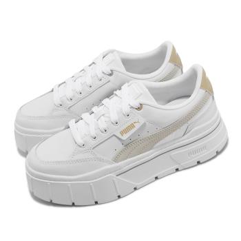 Puma 休閒鞋 Mayze Stack Wns 女鞋 白 灰 厚底 增高 皮革 38436315