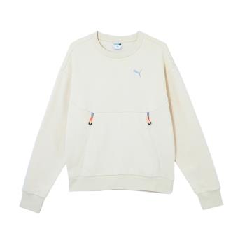 Puma 長袖 Tech TB Sweatshirts 男款 米白 寬鬆 內刷毛 保暖 拉鍊口袋 冬季 大學T 衛衣 62973687