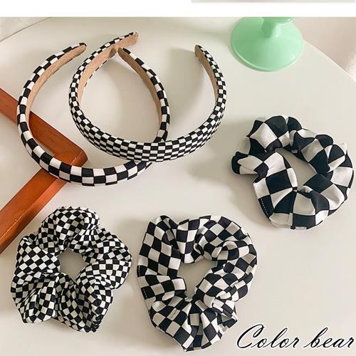 【卡樂熊】黑白相間千鳥格紋造型圈束/腸束(三款)