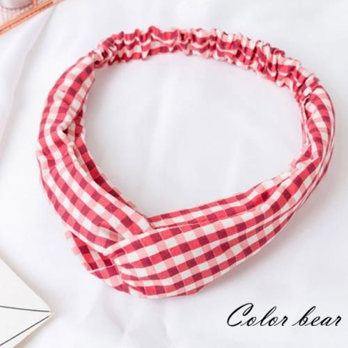 【卡樂熊】韓版小清新百搭漸層格子造型髮帶(兩色)