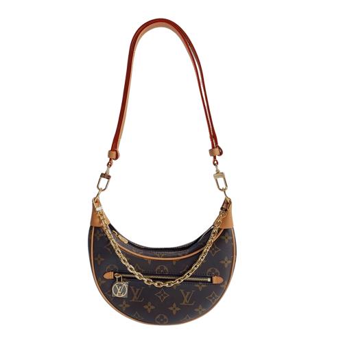 Louis Vuitton 展示品 經典Monogram帆布 Loop 二用彎月包(M81098-咖)
