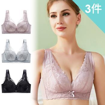 【enac 依奈川】3件組 ☆ 大碼集中調整型內衣/無鋼圈內衣/性感內衣/女內著/無痕內衣(隨機)