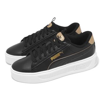 Puma 休閒鞋 Smash Platform V3 Pop Up 女鞋 黑 金 皮革 厚底 39250401