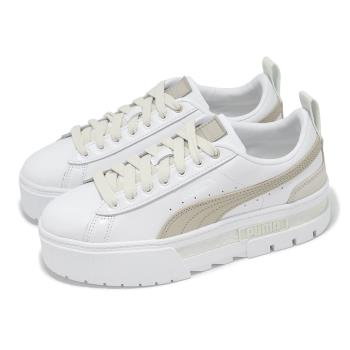 Puma 休閒鞋 Mayze Luxe Wns 女鞋 白 卡其 厚底 增高 皮革 小白鞋 38399508