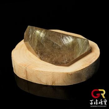 【正佳珠寶】金髮晶 高品維納斯髮晶 87g 原礦隨型雕刻擺件 金髮晶擺件｜崖柏木座