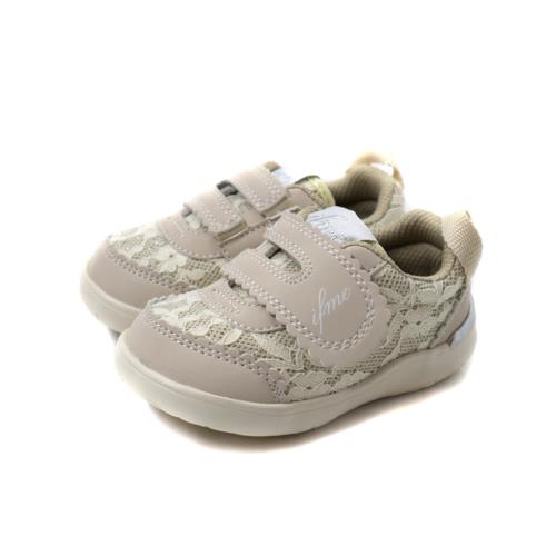 IFME 休閒布鞋 魔鬼氈 小童 童鞋 米色/蕾絲布面 IF20-533301 no281