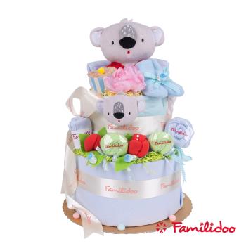 【Familidoo 法米多】考拉三層尿布蛋糕 藍色 彌月禮盒