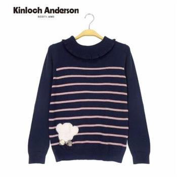 Kinloch Anderson 翻領條紋熊頭針織 金安德森女裝(KA0969044 藏青/卡其)