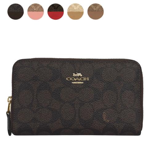 COACH 金字Logo 塗層帆布ㄇ形拉鍊中夾(任選) CW781