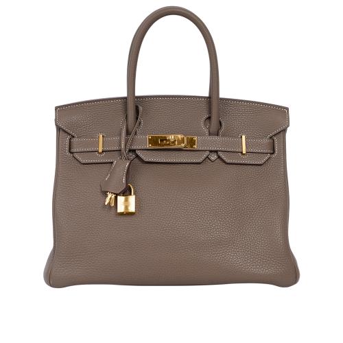 二手商品9成新_HERMES Birkin 30cm 金釦 TC皮 手提包(大象灰)