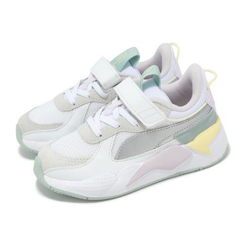 Puma 休閒鞋 RS-X Metallic AC+PS 中童 白 綠 魔鬼氈 小朋友 拼接 緩衝 39198510