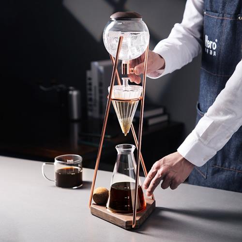 【zeroHero】鼎元classic冰滴咖啡壺 - 玫瑰金 /冷萃/滴漏式/可調式冰滴/過濾式/冷泡/胡桃實木/黃銅/金屬不鏽鋼/冰釀