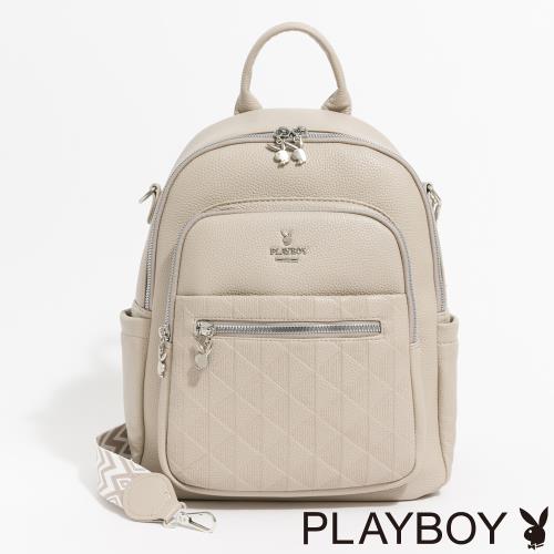 PLAYBOY - 後背包附短背帶  Fervor系列 - 卡其色