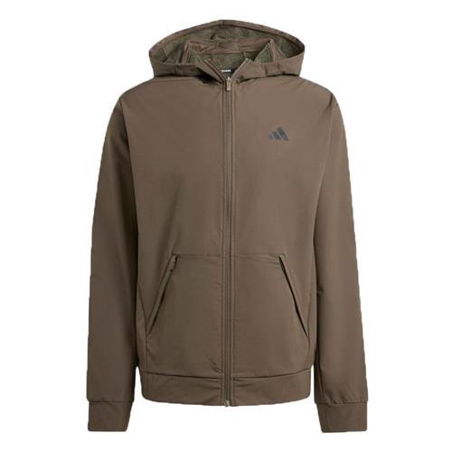 【下殺】Adidas 連帽外套 男裝 防風 刷毛 拉鍊口袋 棕【運動世界】IX9059