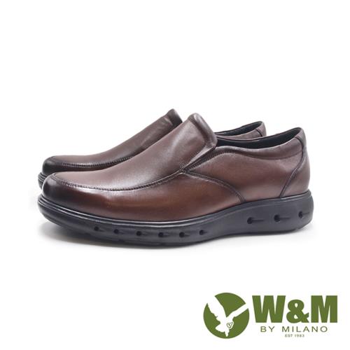 W&M(男)羊皮減壓輕感彈力洞洞皮鞋 男鞋-咖啡色