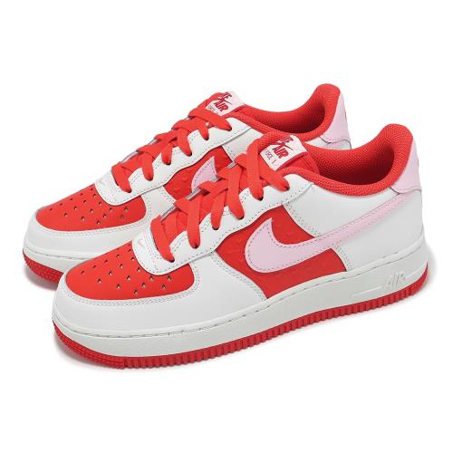Nike 休閒鞋 Air Force 1 BG 大童 女鞋  Valentine 白 紅 粉紅 AF1 情人節 HV5165-121