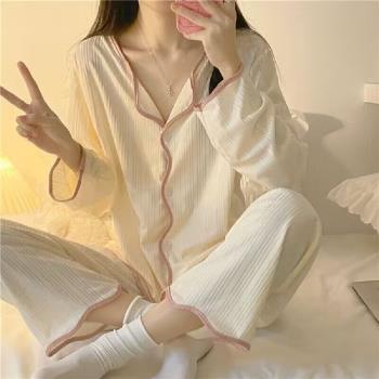 【藍尼居家】★簡約波浪家居睡衣(女睡衣/家居服/兩件式/舒適)