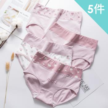 【Dylce 黛歐絲】5件組-現貨-粉嫩花花俏皮印花柔軟長絨棉中腰抑菌無痕內褲/女內褲/中腰內褲(隨機)