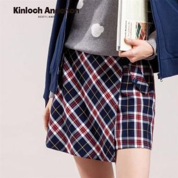 Kinloch Anderson 時尚甜心格紋斜邊褲裙 金安德森女裝(KA0864004 藍紅格)