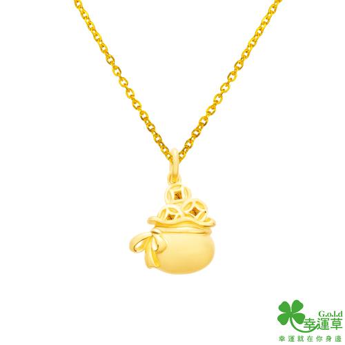 幸運草金飾 日進斗金黃金/水晶墜子 送項鍊