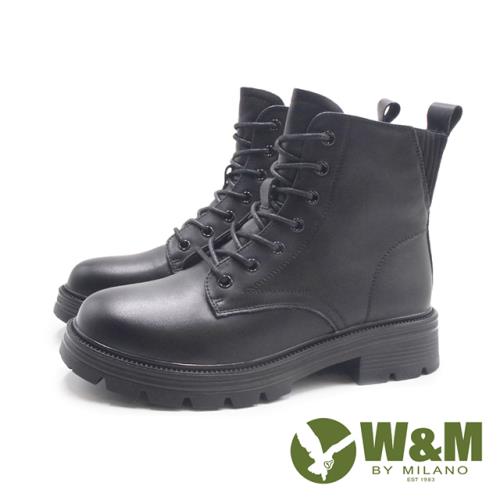 W&M(女)造型後襪套內側拉鍊短靴 女鞋-黑色