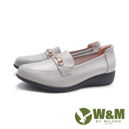 W&M(女)真皮牛皮厚底樂福鞋 女鞋-灰色