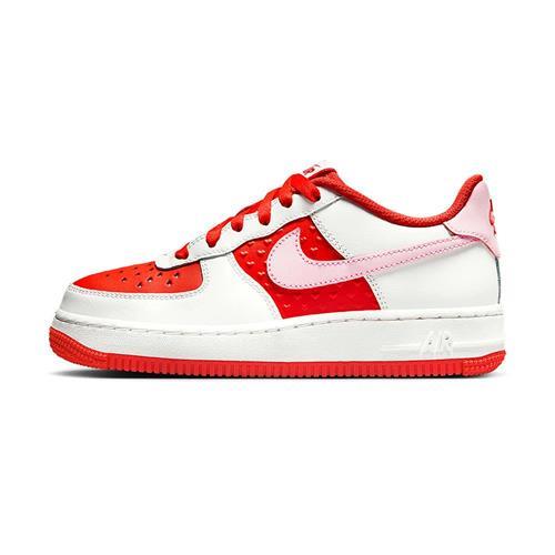 Nike Air Force 1 BG 女 白紅 情人節 休閒 運動 AF1 透氣 皮革 休閒鞋 HV5165-121