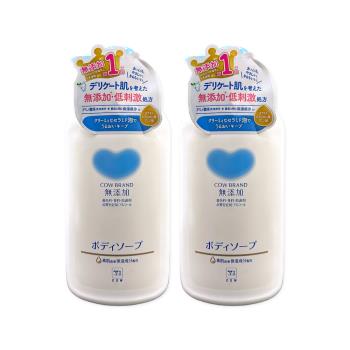 (2瓶超值組)日本COW牛乳石鹼-無新增植物性氨基酸潤澤沐浴乳500ml/瓶(溫和洗澡潔膚露,泡沫易沖洗身體清潔露,玻尿酸滋潤護肌膚,全家大小皆適用)