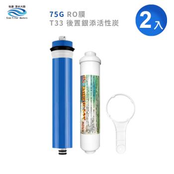【怡康】75G RO膜 日本進口小T33銀添活性碳濾心 附RO殼把手
