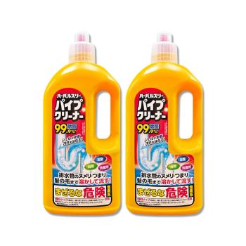 (2瓶超值組)日本MITSUEI美淨易-廚房浴室鹼性去汙消臭排水管疏通清潔劑1000ml/瓶(管道暢通凝膠,毛髮皂垢分解,除食物殘渣,防堵塞沉積異味)