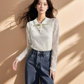 【LANNI 藍尼】★蕾絲鏤空長袖上衣(女裝/女上衣/氣質/百搭)