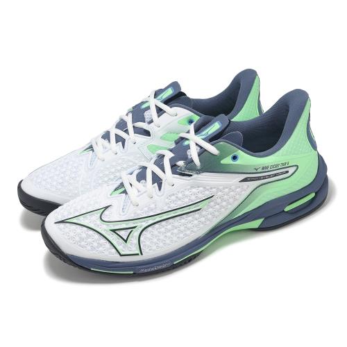 Mizuno 網球鞋 Wave Exceed Tour 6 AC 男鞋 白 藍綠 輕量 支撐 運動鞋 美津濃 61GA2470-37