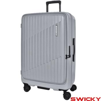 【SWICKY】26吋輕旅流線系列前開式旅行箱/行李箱(月影灰)