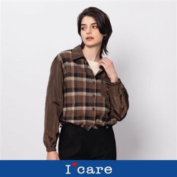 現貨【Icare 依卡】法蘭絨刺繡布章造型拼接夾克（M-L）｜女夾克外套 女外套