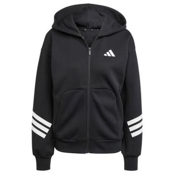 【下殺】Adidas 連帽外套 女裝 無刷毛 黑【運動世界】JE0171