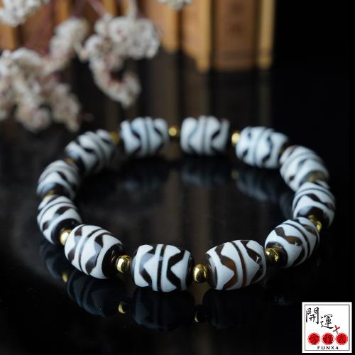 開運方程式-雙虎牙天珠百邪不侵財運四通八達(象徵堅韌力量開運吊墜佛珠