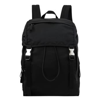 PRADA 2VZ062 經典三角LOGO尼龍束口大容量商旅後揹包.黑