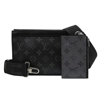 Louis Vuitton LV M81124 GASTON 經典Monogram黑花紋二合一斜揹包