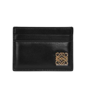 LOEWE Anagram 金色標誌納帕小羊皮4卡名片夾/卡片夾(黑色)